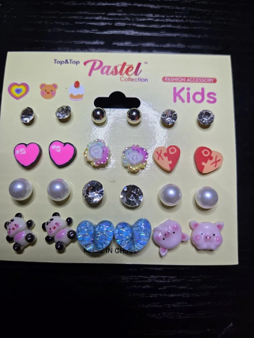 Top Top Pastel Kids Earring Set - Pink, Blue, Pearl & Clear-Panda